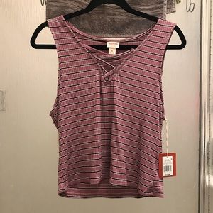Striped pink sleeveless blouse